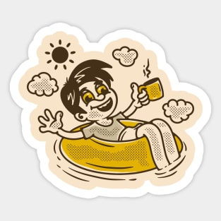 floating on the lifebuoy Sticker